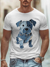 T-shirt mignon d'art de patchwork de chien des hommes